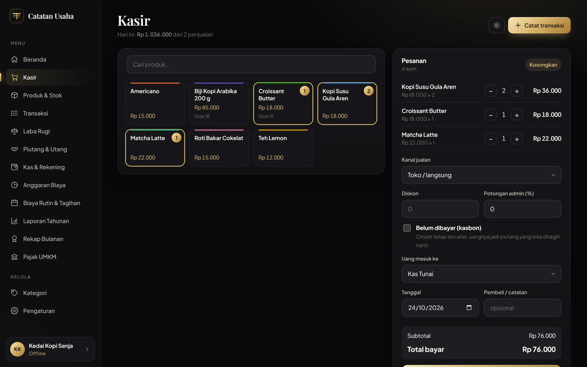 Kasir di laptop